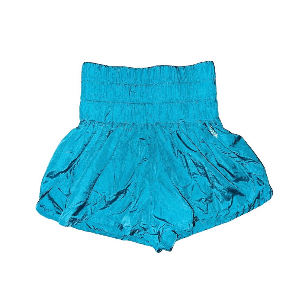 WB5 Free People Movement Turquoise Blue Smocked Waist Running Shorts Small